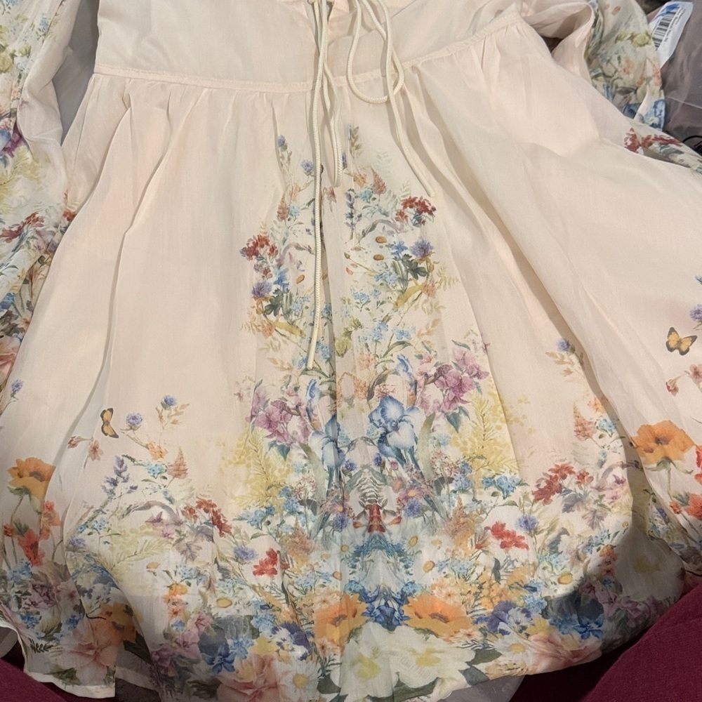Commense Apricot Floral Print Tie-Front Dress - Picture 9 of 9